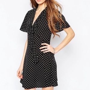NWT Asos polka dot tea dress with tie US14